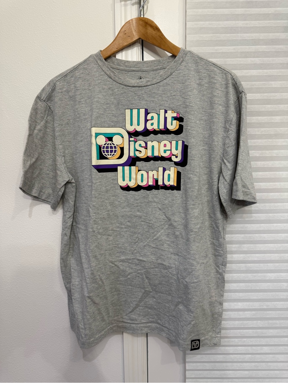 Disney Walt Disney World Gray Short Sleeve Tee with Pastel Multicolor Logo